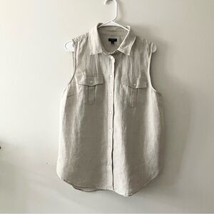 Talbots Sleeveless Linen Button Front Tank  XL Petite Casual Minimalist Workwear